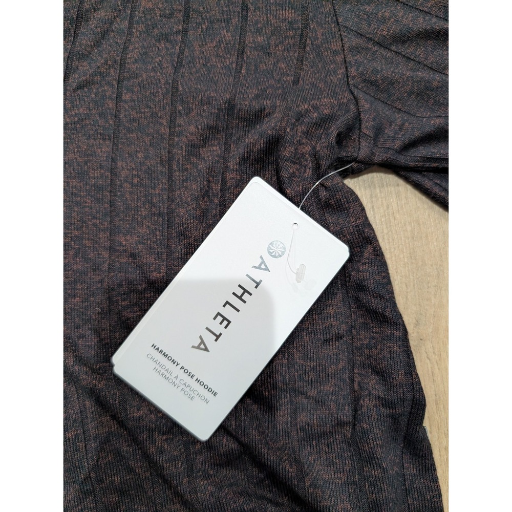 Athleta Harmony Pose Hoodie Pullover‎ Sweater Dark Mahogany Heather Sz XS NWT - Picture 2 of 8
